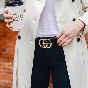 leather belt with pearl double g|OFF 60 